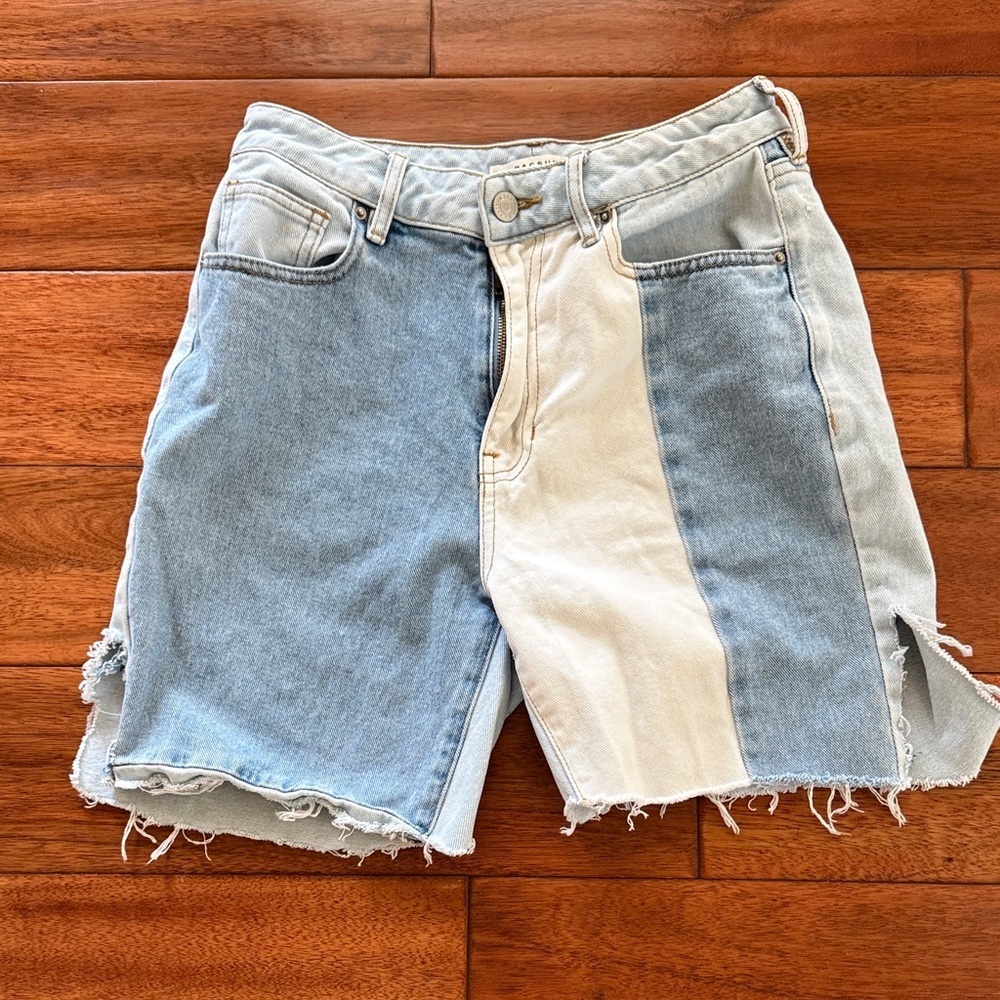 Re-Worked Pacsun Mom Jean Two-Tone Denim Women Shorts Size 26
